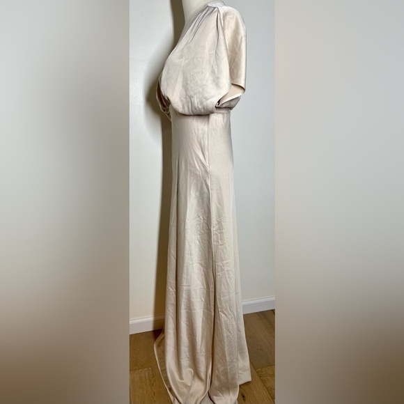 BHLDN Anthro | Amelia Deep V Satin Dress | Maxi | Cream | Women’s 12 - Picture 4 of 7